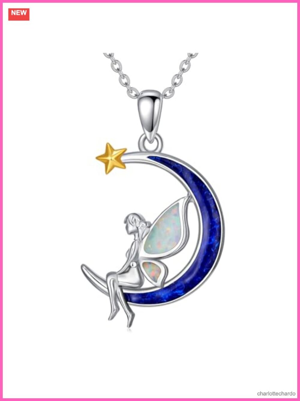 Opal Angel Wings Necklace 925 Sterling Silver Rose Gold Plated 18in